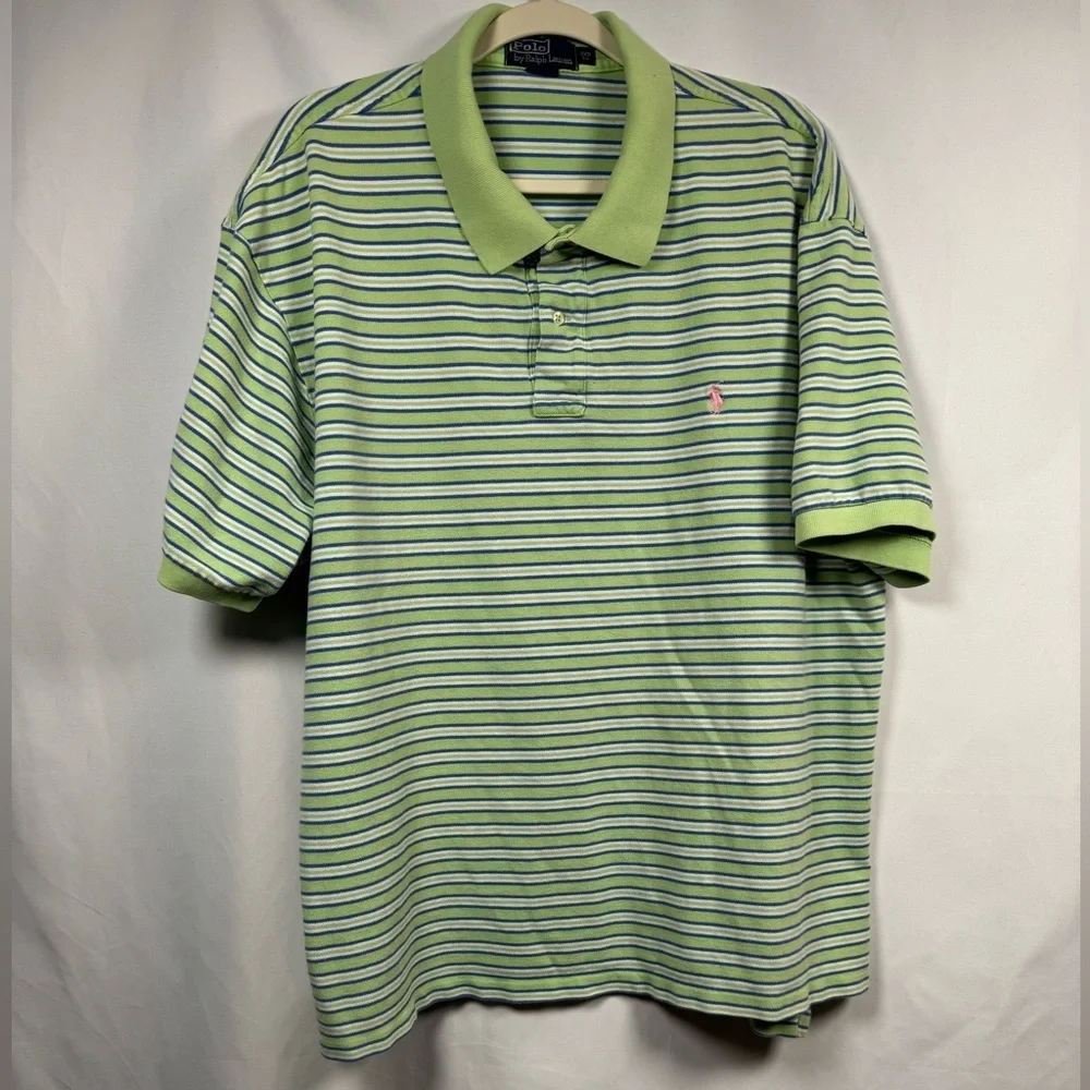 Ralph Lauren Green Striped Men's Polo Shirt 3XB